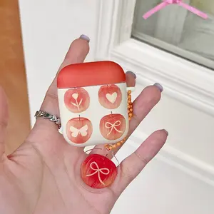 Simple Apple Pattern iPhone Earphone Case, Soft Shell Protective Cover for Apple AirPods 2 3 4, Creative Couple Gift Idea