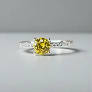 Citrine Solitaire Ring – Yellow Gemstone Promise Ring in Sterling Silver, November Birthstone, Cocktail Ring, Minimalist Handmade Jewelry
