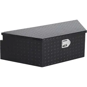 GARVEE 39Inch Trailer Tongue Boxes,Heavy Duty Aluminum Trailer Tool Box With Lock and Keys,Diamond Plate Storage Box,Waterproof Trailer Box for Pick Up Truck Bed,RV Trailer,Black