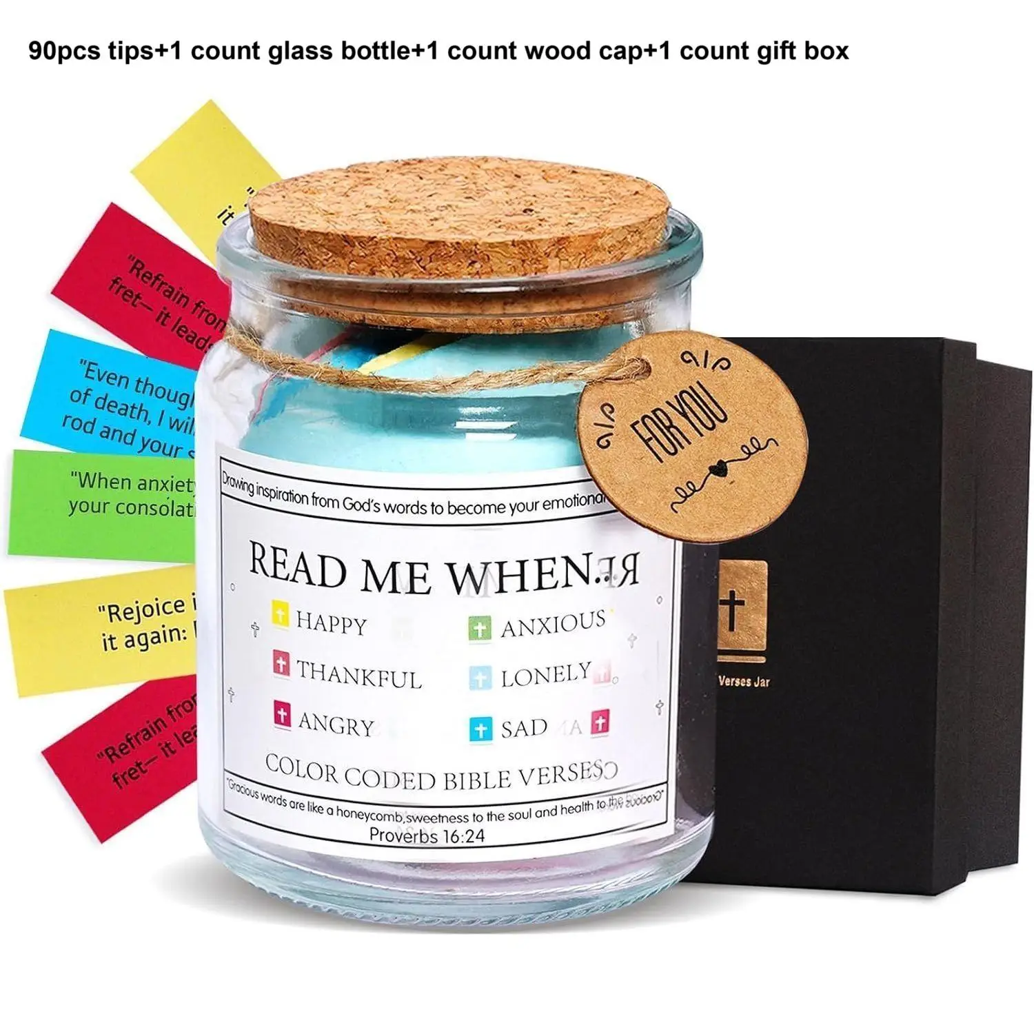 Bible Verse Jar, 1 Set Religious Birthday Christian Gift, Blessings Prayer Hope Jar Gift for Friends Classmates Family Lovers