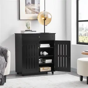 Yaheetech 4 Tier Shoe Storage Cabinet 1 Drawer Closed Adjustable Shoes Rack Entryway Hallway Furniture