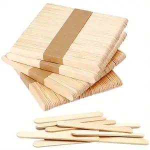 50 Premium Natural Wood Sticks, 4.5 Inch Handmade Rods for DIY Projects, Smooth Unfinished Wood Bars for Waxing & Crafting