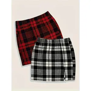 Classic fashion multifunctional casual women's plaid short skirt two-piece set, fashionable and comfortable, very suitable for daily wear clothing set casual women's clothing set