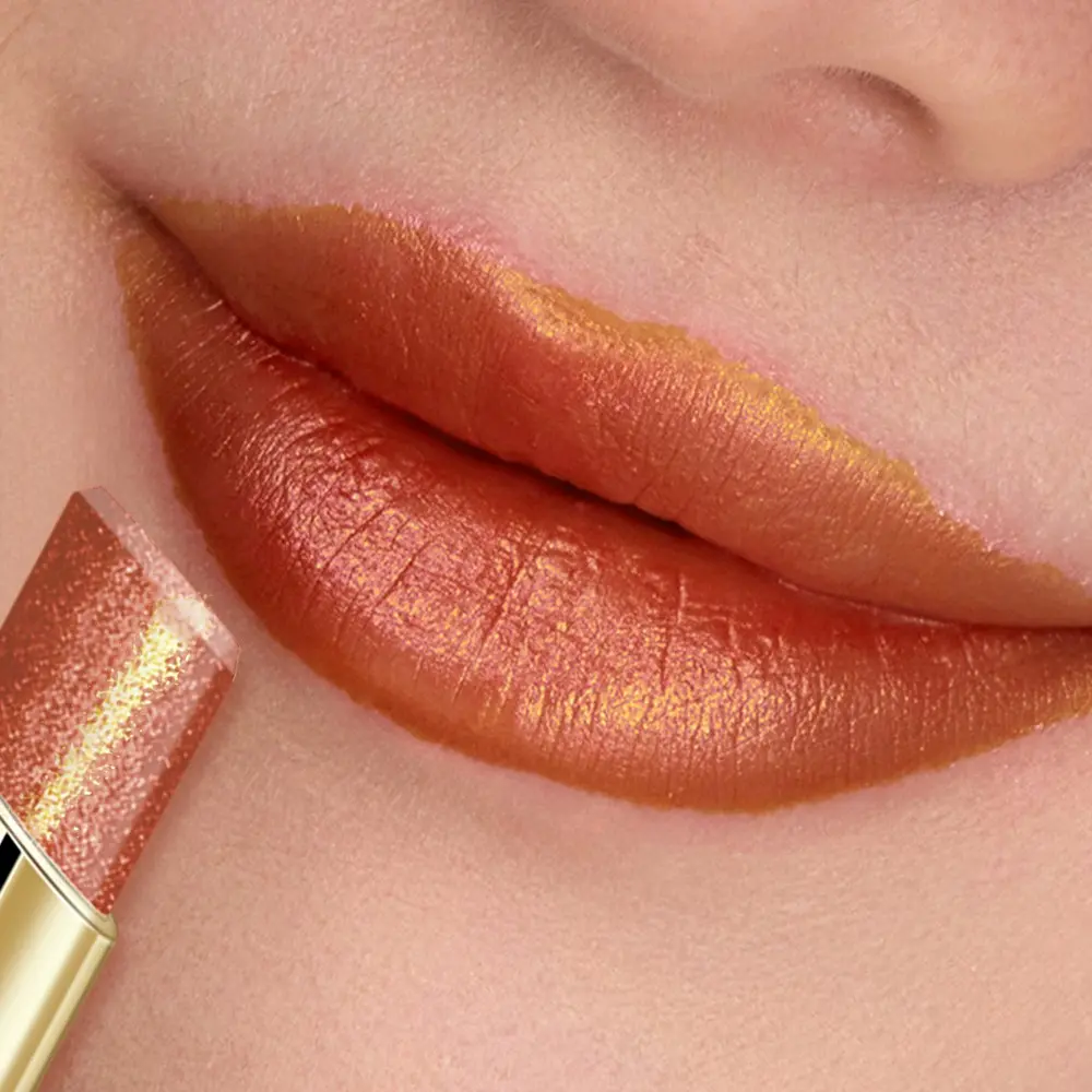 Huasurv Shiny Glossy Moisturizing Lipstick, Sparkling Pearl Finish, Metallic Pearl Effect, Long-Lasting Lip Color, Portable Travel Makeup, Party Date Makeup, Lipgloss, Glowy Lip