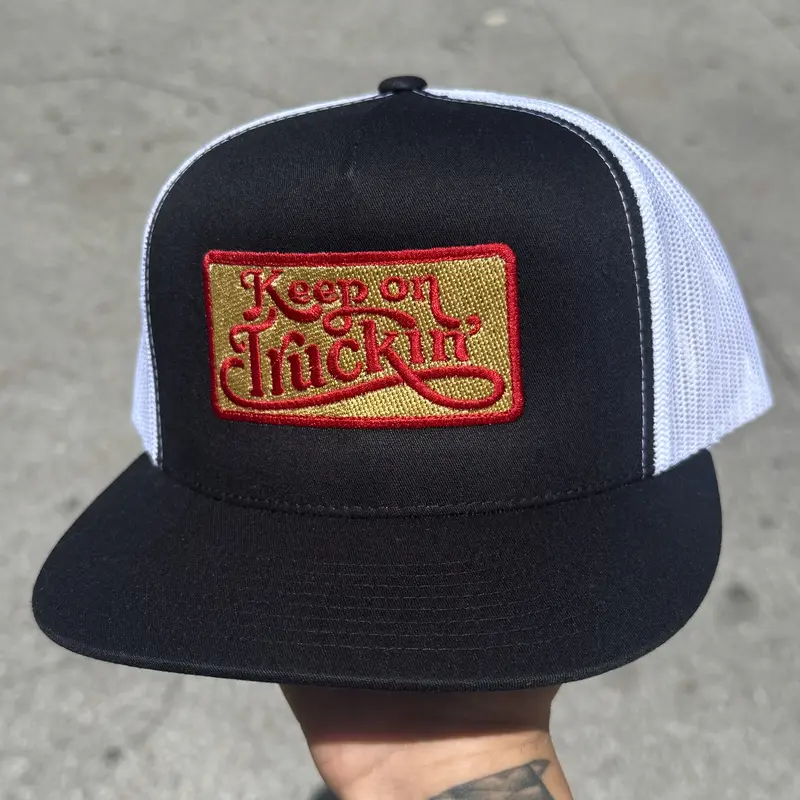 Keep On Truckin' Vintage Snapback Trucker Cap Mesh Back Five Panel Hat
