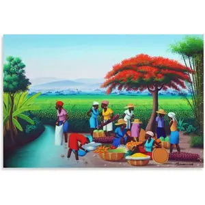 Haitian Painting Plain Art Poster Aesthetic Canvas Wall Art Living Room Bedroom Decor Print Decoration Photo Satin Ornaments Artistic Hanging