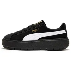 Women's Platform Trace V Suede Low-Top Casual Footwear - Black and White Walking Shoes, Trainer, House White Maison Mihara Official Style