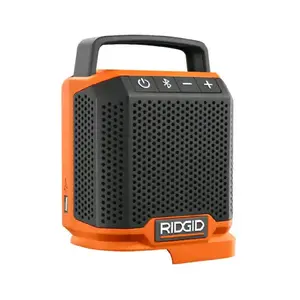 RIDGID 18V Cordless Speaker with Bluetooth Wireless Technology Portable Orange Tool Only Audio
