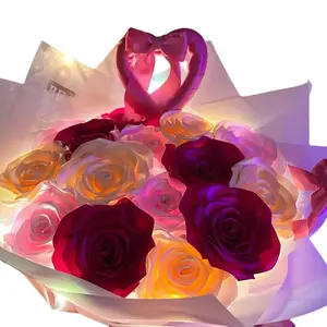 Heart Bouquet - Colorful Floral Arrangement with a Bow Decoration