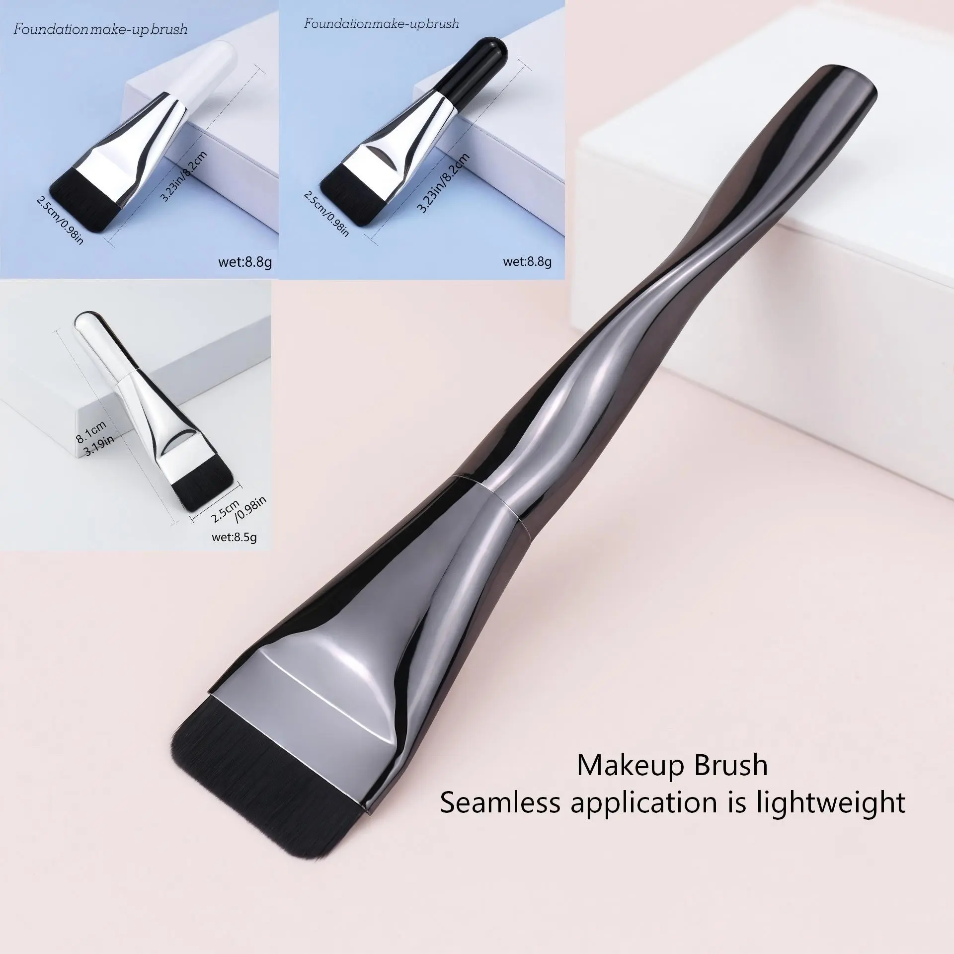 Professional Makeup Brush Set, 2 Counts/set Flat Head Foundation Brush, Lightweight Makeup Tool for Women & Girls, Makeup Accessories
