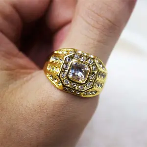Men's Punk Style Multi-Size Geometric Synthetic Zircon Round Cut Ring - Luxurious Bridal Ring for Weddings, Banquets, Bridal Rings, Round Cut Rings