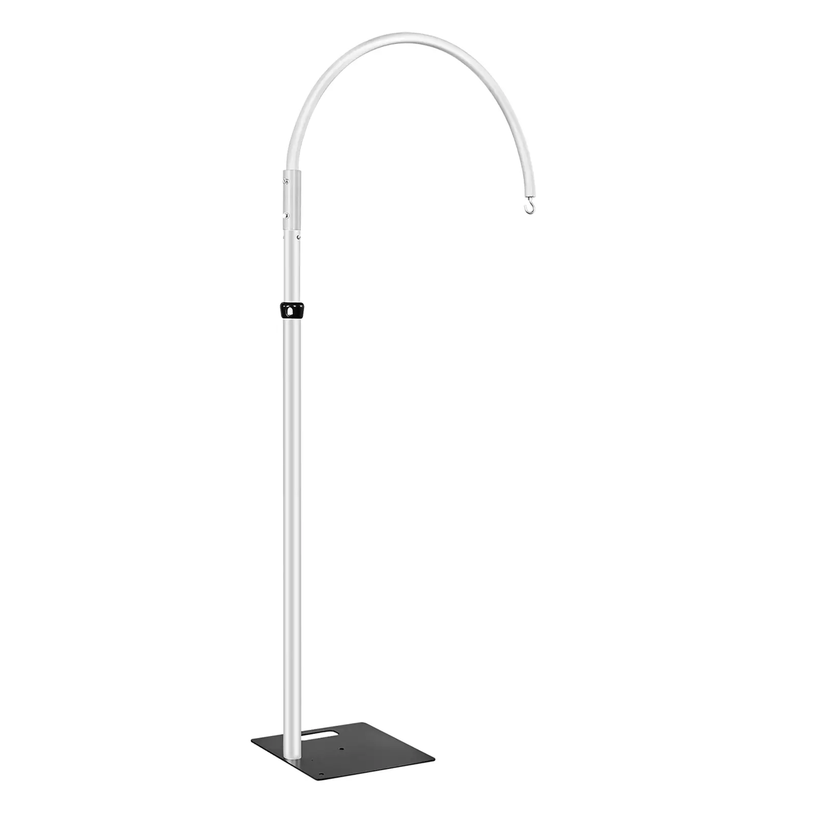 Hecis Aluminium Decorative Chandelier Hanger & Coupler Kit - 36in Reach Lighting Accessory with Pipe, Curved Arch w/ End Hook, Base Plate, 25lb Supports Weight for Home Decor, Event Floral Arrangements, Lighting Accessories