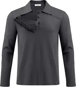 Unisex Chemo Shirts for Port Access Post Shoulder Surgery - Long Sleeve Tear Away Shirts Comfortable Easy Open Recovery Clothing for Men Women