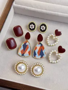 Vintage Elegant Earrings Set, Fashion Jewelry for Party, Daily Clothing Decor, Trendy All-match & Exquisite Heart Design Jewelry for Birthday Gift, Gift Ready