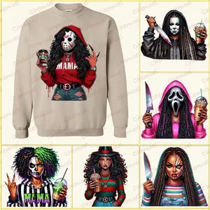 [Custom Drink] Halloween Spooky Black Mama Sweatshirt, Cool Mama Halloween Sweatshirt, Mama Halloween Gift, Gifts For Mom