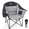 SLSY Heavy-Duty Oxford Fabric Metal Folding Camping Chair - 400lbs Support, Unisex Oversized, Portable Outdoor Seating, Armrests, Cupholder Ready, 4-6 Can Cooler Bag, for Adults, Beach, Family Adventures