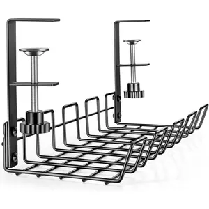 Under Desk  Management Tray Organizer for Cord Wire Desk Table Rack No Drill Installation for  Office Workstation PC Computer Desktop Laptop