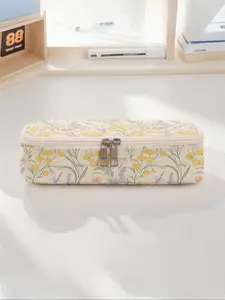 Floral Print Large Capacity Pencil Case, Durable Multi-Functional Storage Bag, Portable Zipper Organizer for School Office Supplies