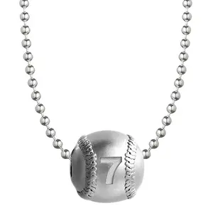 Everything Baseball Sports Jewelry Gift - Round Baseball Pendant 20" Necklace with Custom Sports Number