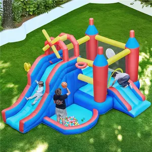 Yaheetech Inflatable Bounce House, 7-in-1 Bouncy Castle Combo w/Ball Pit & Bouncing Area & Slides & Basketball Game & Dart Game for Kids Aged 3-10 w/Storage Bag & 470W Blower