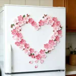 Gradient Peach Blossom Petal Stickers, Heart Shape Design, Reusable Adhesive Decorations for Fridge, Car Dashboard, Electric Bike, DIY Notebook, Adhesive Decals