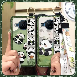 Phone Holder Shockproof Phone Case For Nokia X100 Waterproof Wrist Strap Fashion Design Wristband Soft case Durable Anti-knock Anti-dust panda Dirt-resistant Back Cover Kickstand