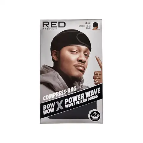 RED by KISS BOW WOW X Power Wave Pixie Durag - Velvet Hook and Loop Fastener Compression Rag