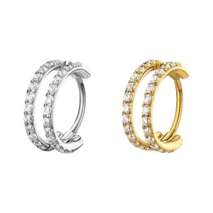 Hinged Segment Aligned Double Hoop Nose Ring Stainless Steel Elegant Design