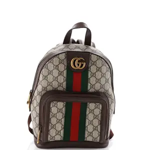 Pre-owned GUCCI Canvas Coated, Leather Backpacks Ophidia Backpack GG Coated Canvas and Leather Small by Rebag
