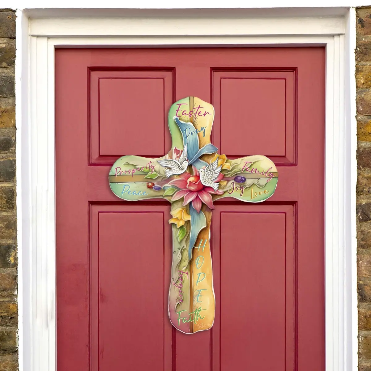 G. Debrekht 8688167H Easter Cross with Doves Holiday Door Decor by G. Debrekht - Easter Spring Decor