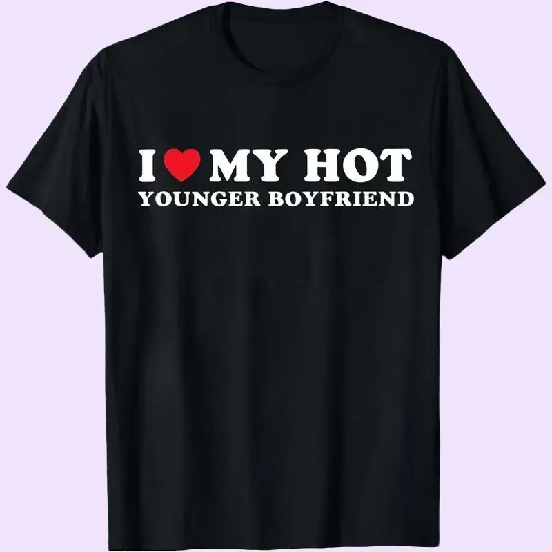 I love my sexy boyfriend pure cotton T-shirt, fun girlfriend T-shirt, boyfriend short-sleeved shirt, heart-shaped top, gift for girlfriend, couple T-shirt, gift for her, shop, casual..