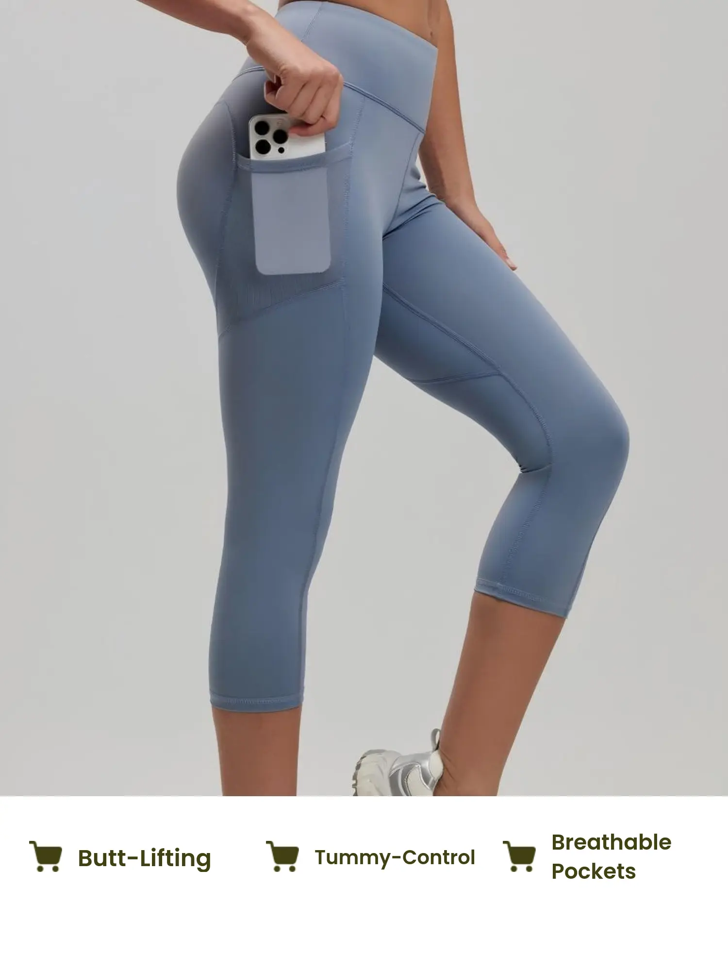 Women's High-Waisted Mesh Pocket Yoga Capri Pants - Butt Lifting, Tummy Control, Breathable Summer Activewear Dance Athleisure, Gym Sportswear Bottoms, Athletic Trousers, Gym Tights Clothes, Workout Cropped Leggings, Womens Fitness