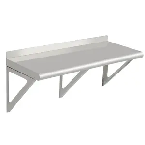 Garvee Commercial Stainless Steel Wall-Mounted Shelving with Backsplash and Two Brackets, Suitable for Restaurants, Bars, Utility Rooms, Kitchens, and Garages, Supports up to 400 LB, Dimensions 24x12x11.5 inches