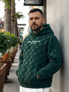 KZZ Men's Letter Embroidered Los Angeles Flannel Hoodie Fall 2025 Outfit Autumn/Winter Casual Long-Sleeve Pocket Hoodie Everyday Men's Wear Boyfriend Gift Cold Weather Printed Hoodie christmas gifts for him