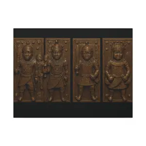 Canvas Print, African Heritage Art Decor, Benin Bronze Stretched Wall Art, Cultural Pride, Nigerian Historical Masterpiece, Oba Legacy Home