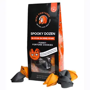 Miss Fortunes - The Spooky Dozen - Funny Fortune Cookies - Halloween Just Got Super Inappropriate - 12 Orange & Black Fortune Cookies Per Pack - 60 Different Halloween Messages, Never The Same Bag Twice! Written By Professional Comedy Writers