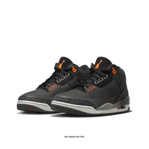 Black-Grey Suede Mid-Top Sneakers with Orange Accents and Elephant Print