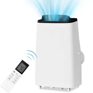 14000 BTU portable air conditioner, a three in one air conditioning unit with cooling, fan, and dehumidifier, suitable for rooms under 750 square feet, including remote control, sleep mode, automatic swing, and 24-hour timer