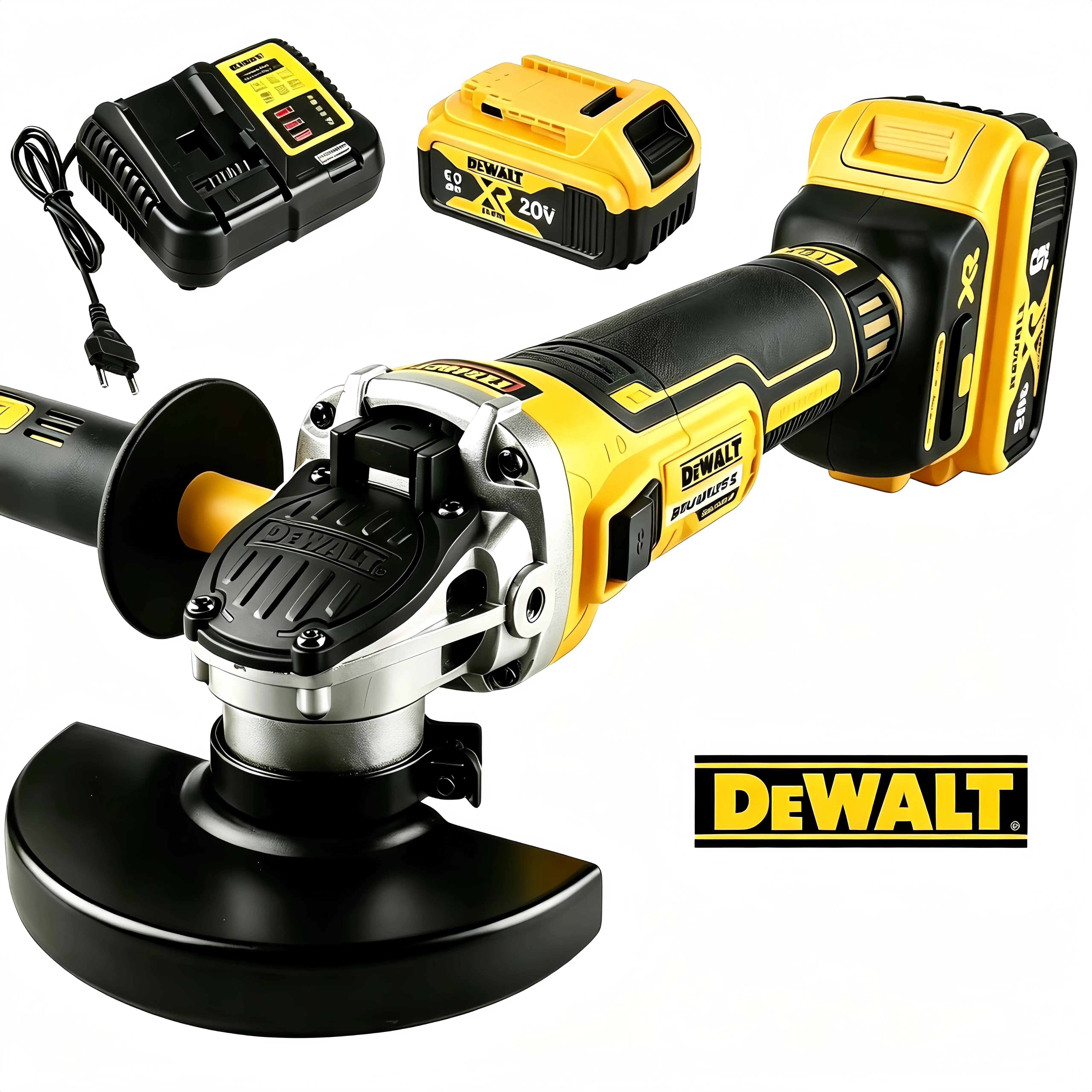 DEWALT DCG405NT 20V MAX Brushless Cordless Angle Grinder Bare Tool, 5 inches, 9000 rpm, Electron Brake, E-Clutch, Anti-Kickback, Soft-Start, Dual Position Side Handle, TSTAK Storage Case for Cutting Metal, Concrete Abrasive Tasks
