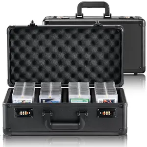 fathersdaygift VEVOR Graded Card Storage Box, 4 Slots, Graded Sports Cards Holder Carrying Case with Coded Lock Foam Dividers, for 108 PSA Graded Cards 76 BGS Cards 84 SGC Cards 388 Top Loaders or 999+ Loose Cards