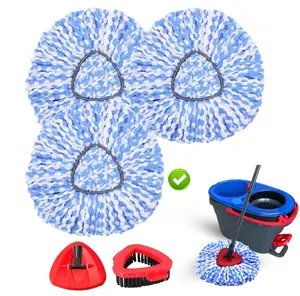 Spin Mop Head Replacements Compatible with Ocedar RinseClean 2 Tank System,Mop Head Refill Replacement for O-cedar 2 Tank System - Easy to Replace,100% Microfiber, All Hard-surfaced Floor Clean 3 Pack