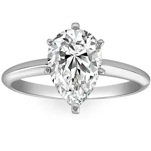 2CT Platinum Pear Shape Diamond 6-Prong Solitaire Engagement Ring Lab Grown 2CT Platinum Pear Shape Diamond 6-Prong Solitaire Engagement Ring Lab Grown