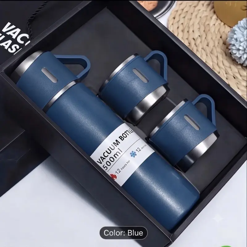 Blue Stainless Steel Vacuum Insulated Coffee & tea Thermo BottleTravel Mug with Lid, Keeps Hot &cold