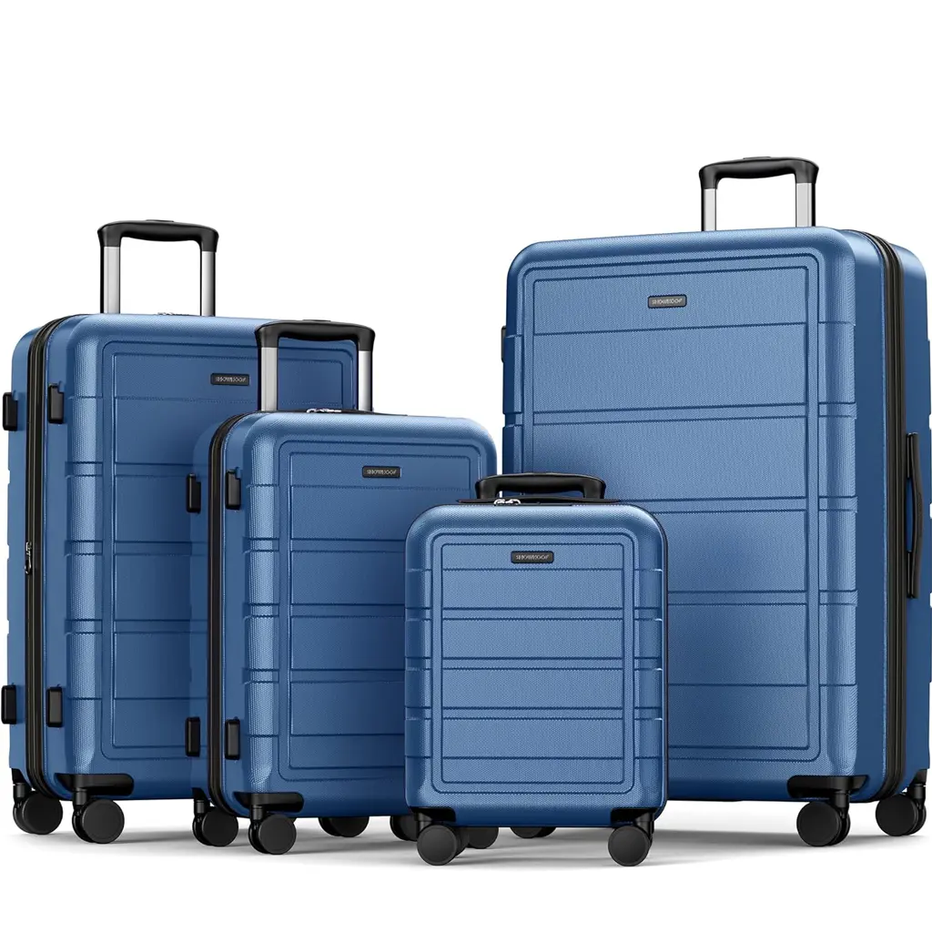 SHOWKOO Expandable 4 Piece Luggage Set with Smoother Spinner Wheels and TSA Lock, Unisex 100% PC Durable Hardshell Suitcase Set, Lightweight Carry On Luggage Set for Travel Business(16/20/24/28in)