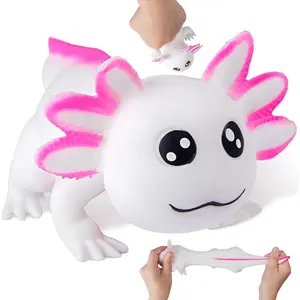 Axolotl Squishy Toys Stress Balls for Adults and Kids (White), Axolotl Stretchy Stress Relief Squishy Ball Squeeze Toys, Sand-Filled Animals Stress Balls, Axolotl Squishy Fidget Toys for Party Favors