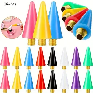 16pcs diamond painting tools Self-adhesive drill pen replacement tip, suitable for 5D DIY painting crafts cross stitch nail point pen for selecting nail gem jewelry, replace wax head accessories