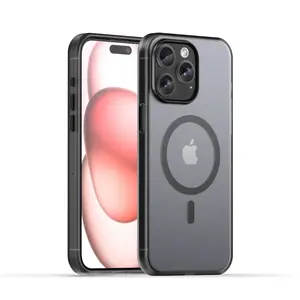 Matte Magnetic Case for iPhone 17 Pro Max Air 16 15 14 13 12 11 Plus Transparent TPU PC Shockproof Protective Cover Fingerprint Button Protection Aesthetic Durable Dustproof MagSafe Compatible Pink Case