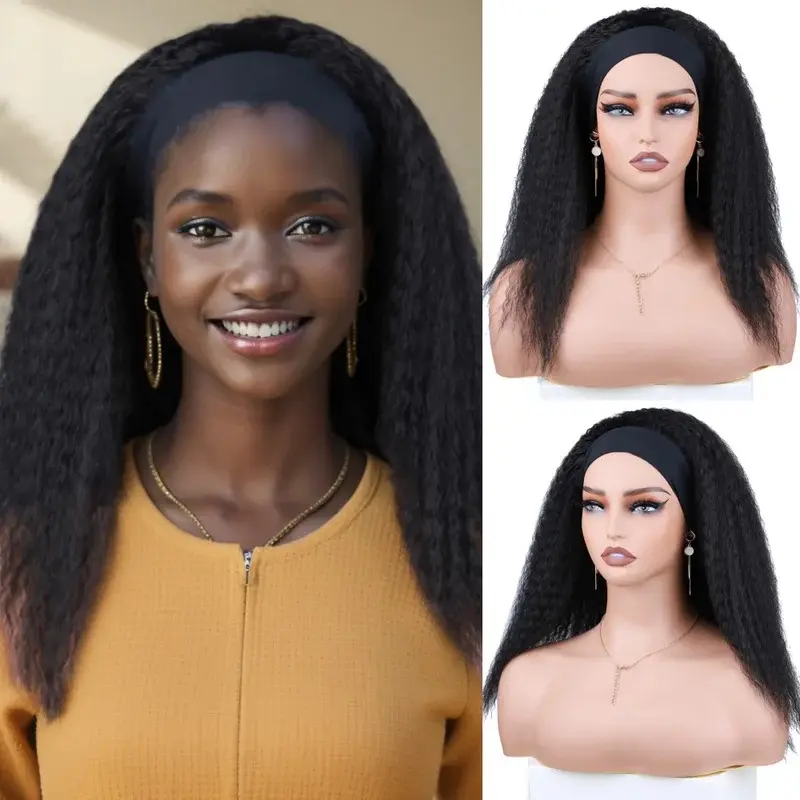 2026 New Short Kinky Straight Synthetic Wig High Puff Synthetic Hair Wig Afro Style Wig for Women Short Puffy Yaki Straight Synthetic Wig