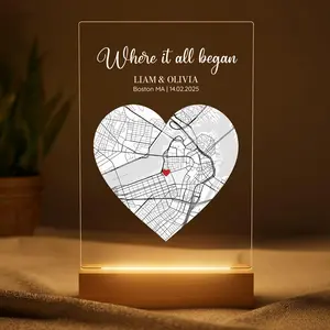 Where We Met Map Gift Cute Boyfriend Gifts From Girlfriend Personalized I Love You Gifts For Her Him Custom Plaque Christmas Presents for Couple