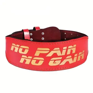 No Pain No Gain Slogan Pattern Weight Lifting Belt, Durable PU Leather Sports Waist Belt for Men & Women, Fitness Belt for Squat, Hard Pull, Gym